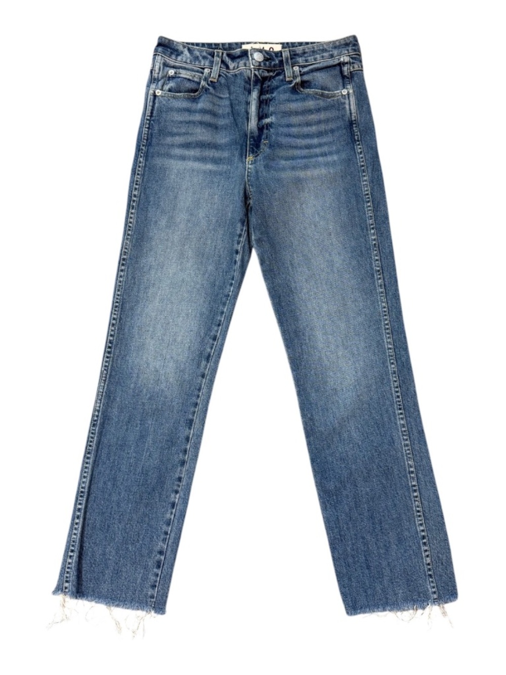 AMO Straight Leg Cropped Jean in Mid Blue Size 27